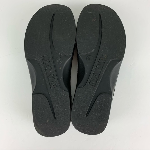 NAOT Black Suede Double Strap Filigree Lasercut Slip On Slide Sandals 40 - Picture 13 of 14